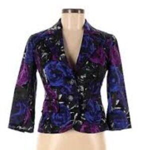 Michael Kors Women's 2 Button Blazer (Size M/M) Purple and Blue Floral